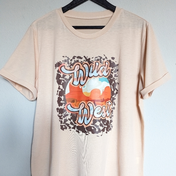 Western Wild West light yellow short sleeve desert tee size XL - Picture 4 of 7